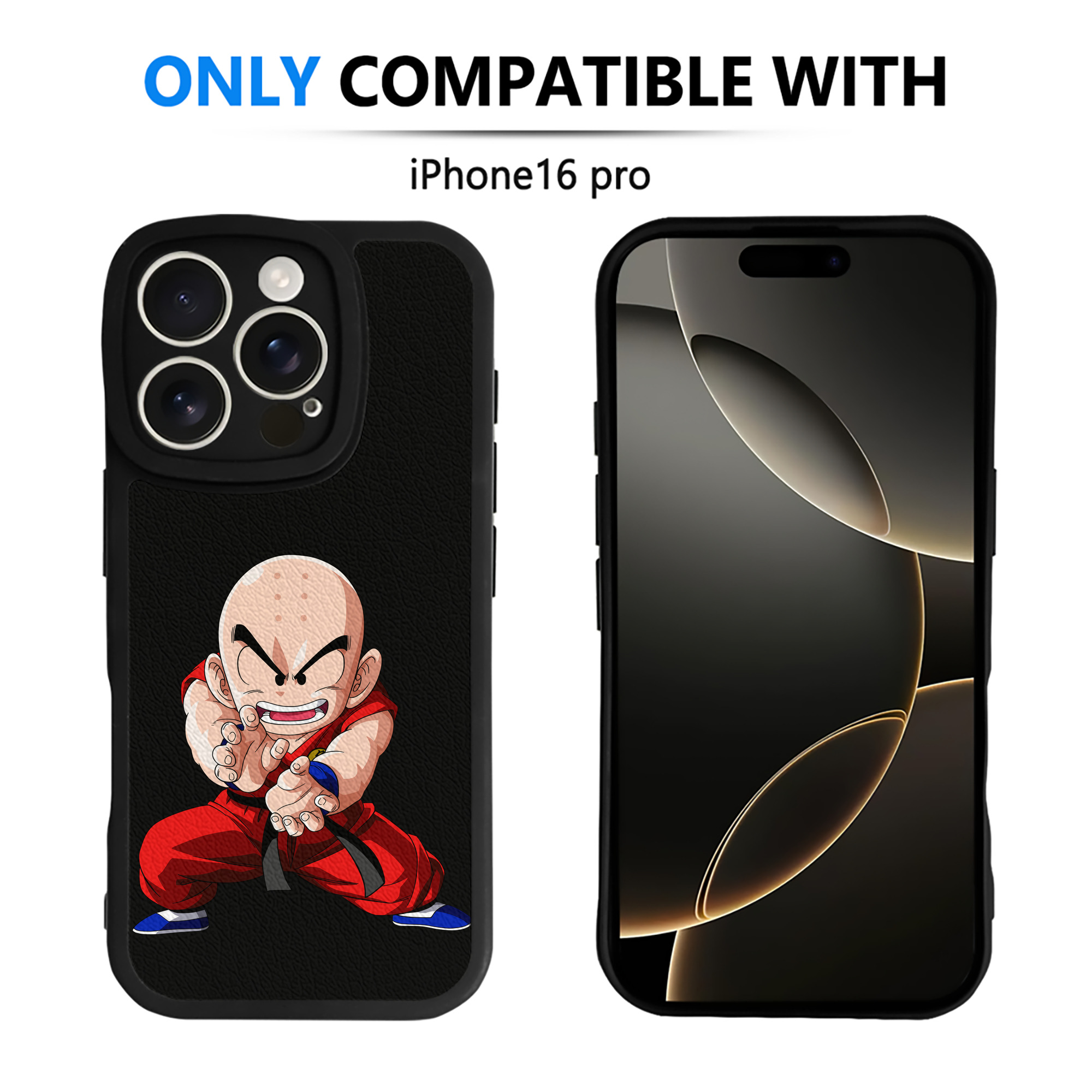 （画像用） ドラゴンボール クリリン DRAGON BALL krillin 【iPhone 16シリーズ対応】シリコンスマホケース（レザー調） 材質：シリコン